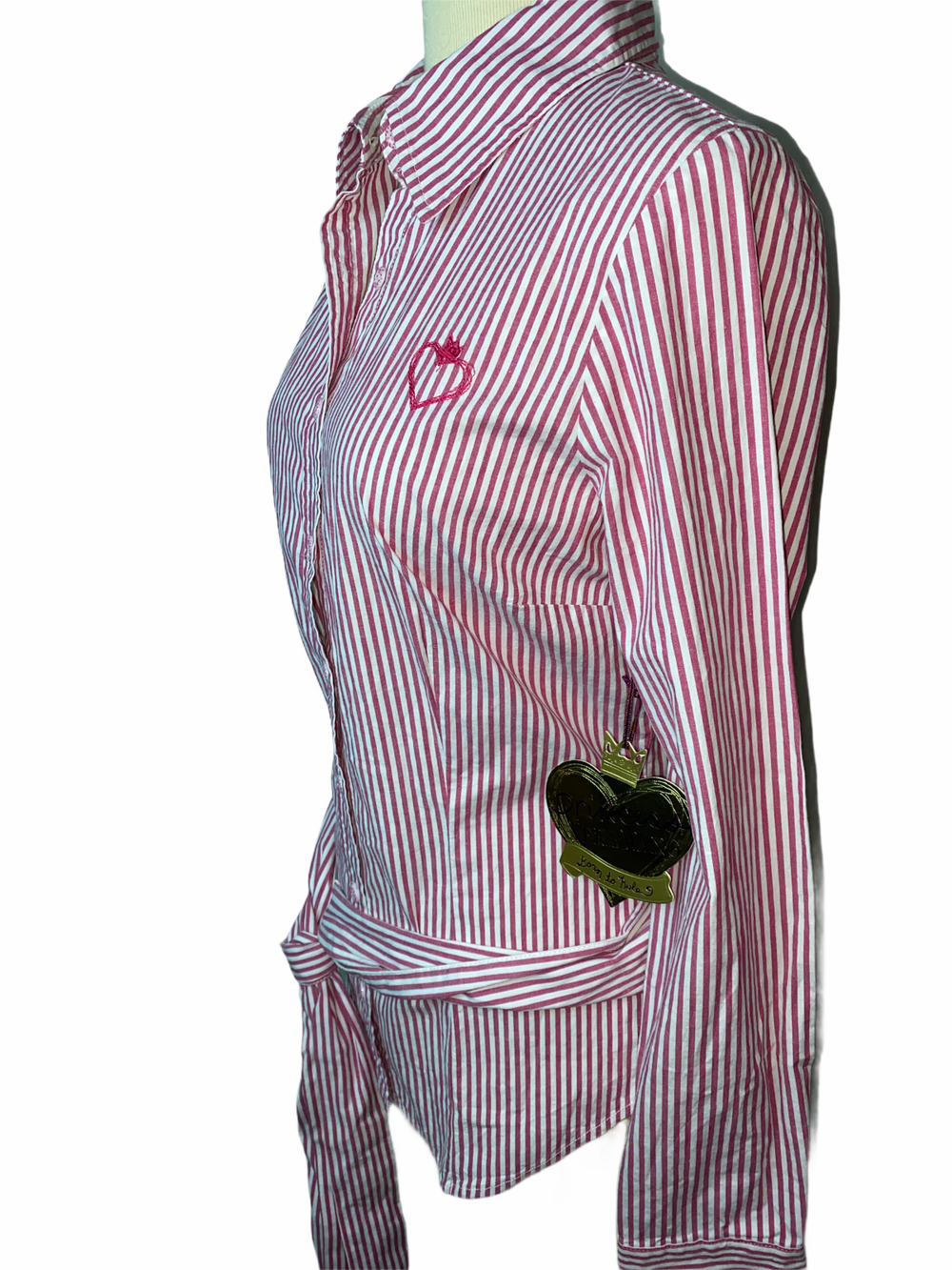 5 Juniors Princess Vera Wang Tie Waist Striped Blouse Pink NWT Freshman Rush